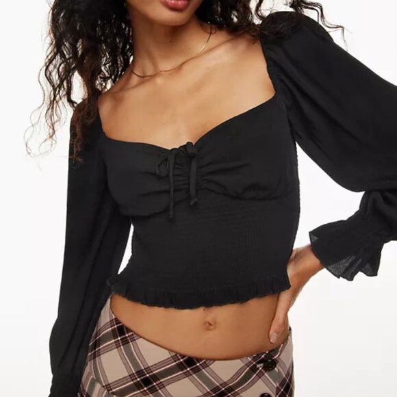 NWT Black Aritzia Wilfred Babaton Sunday Best Sinatra Longsleeve Blouse size s - Picture 1 of 9
